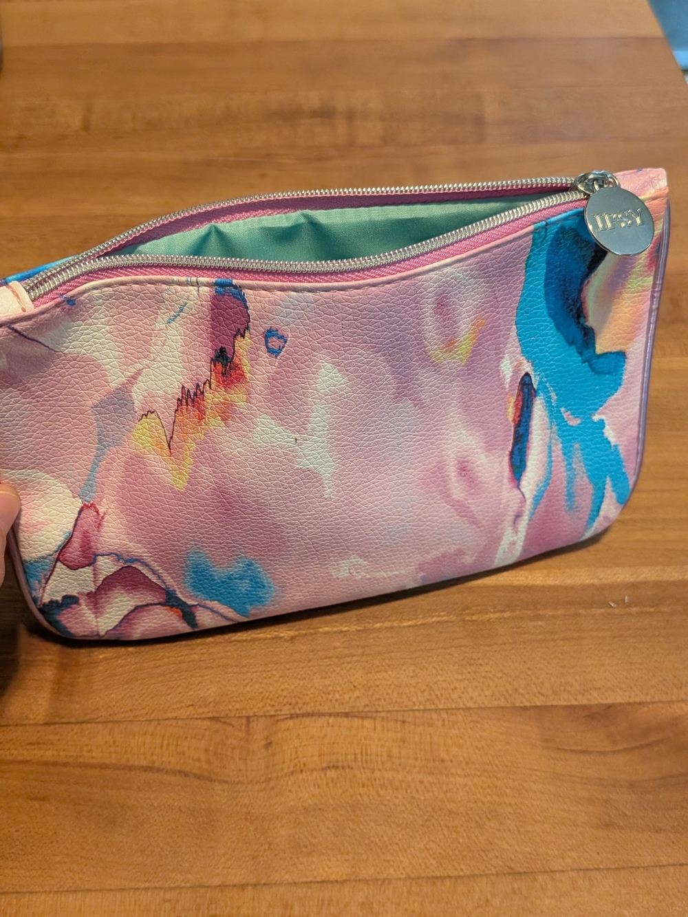 Colorful Abstract Print Ipsy Cosmetic Bag with Logo Charm